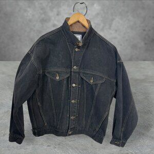 Vintage Acme Clothing Denim Jacket  Embroidered Tasmanian Devil Large Black 1993